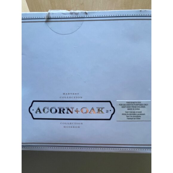 Set Of 3 Acorn + Oak Harvest Collection Glass Pumpkins Iridescent White With Gol - Picture 6 of 10